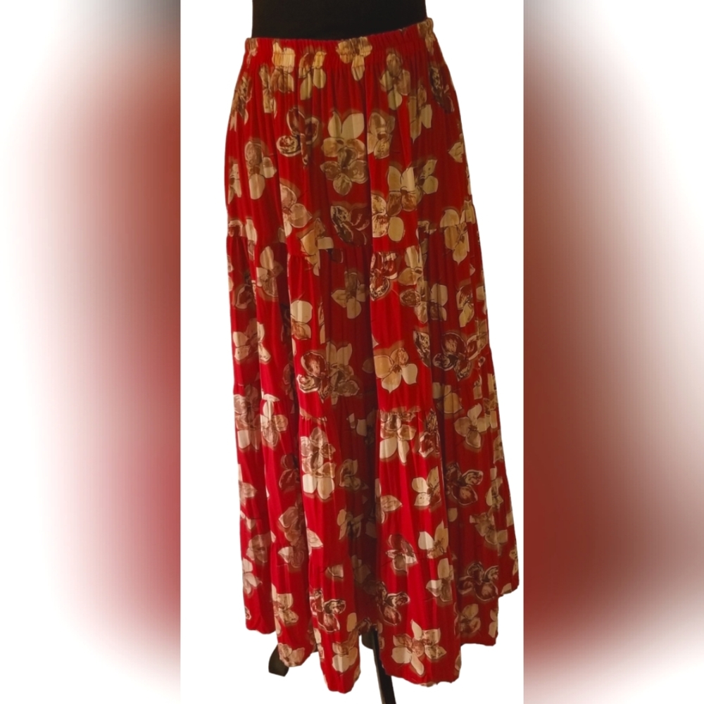 Red floral Scott Taylor Midi skirt